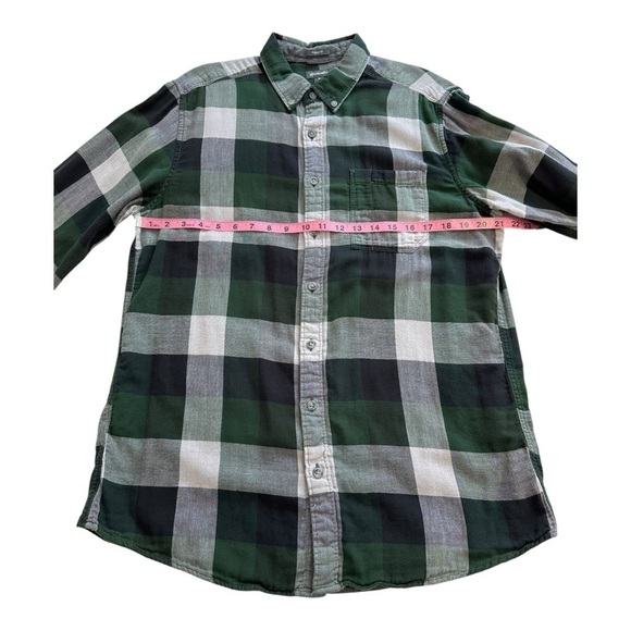 Eddie Bauer Checkered Green Button Down Long Sleeve Shirt - Size Large Tall - Picture 8 of 11